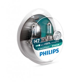 Комплект 2 крушки за предни фарове на кола Philips H7 X-treme Vision, +130%, 12V, 55W
