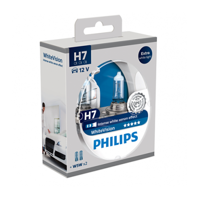 Комплект 2 халогенни крушки Philips H7 White Vision, 12V, 55W АВТОКРУШКИ image
